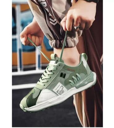 лининг красовки: Кроссовки в уличном стиле, цвет — оттенки мяты/оливы с белыми — 3