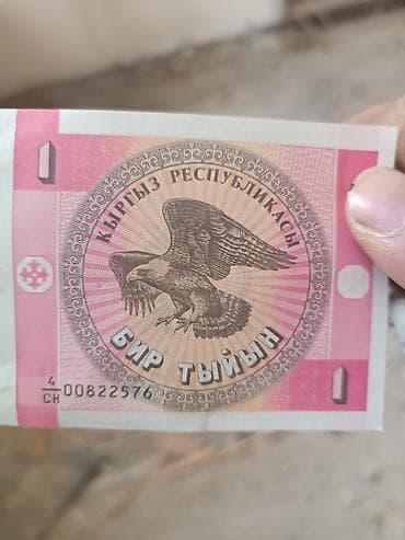 Банкнота Кыргызстана — 1 тыйын. Описание: - Номинал: 1 тыйын. - — 1