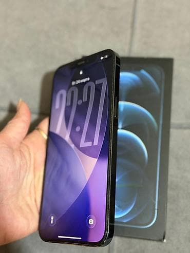 iphone 12 minu: IPhone 12 Pro Max, Б/у, 256 ГБ, Pacific Blue, Зарядное устройство, Защитное стекло, Чехол, 76 % — 1