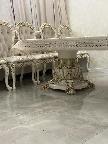 Офисная мебель: Роскошный обеденный стол в классическом стиле. - Форма: прямоугольная — 3