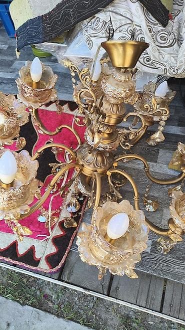 Люстра потолочная классическая с подвесками - Материал: металл с