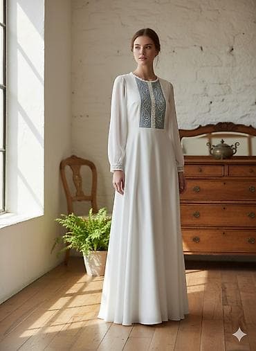 Вечернее платье, А-силуэт, Длинная модель, С рукавами, L