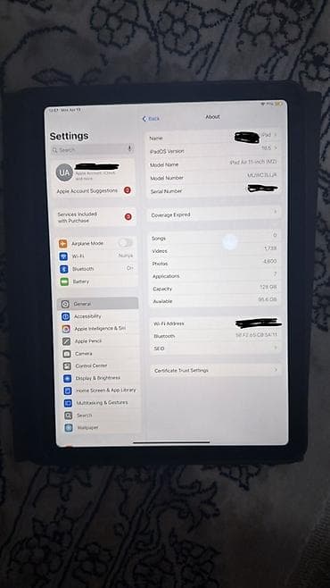 ryzen 7 2700: IPad Air 11" + клавиатура‑чехол с трекпадом - Модель: iPad Air (серия — 6