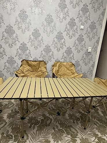 small table: Складной туристический комплект: большой раскладной стол + 4 складных — 1
