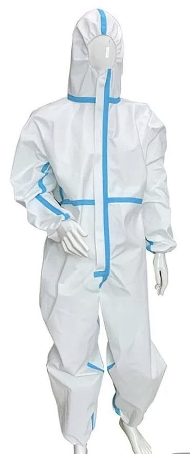 Медицинская одежда: Защитный одноразовый комбинезон с капюшоном - Материал: плотный — 1