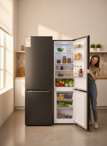 динамики для авто: Холодильник с нижней морозильной камерой, черный матовый корпус — 1