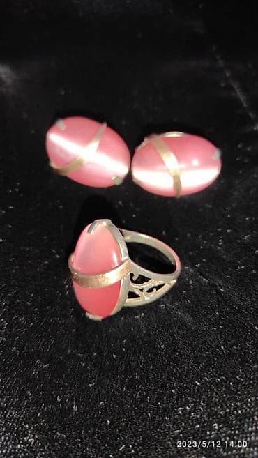Серьги, кольцо(серебро, кошачий глаз) at lalafo.kg Серьги, кольцо(серебро, кошачий глаз)