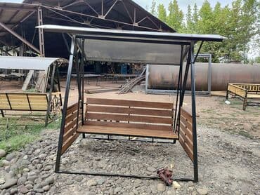 тапчан навес: Садовые качели Металл, Со спинкой, С крышей — 14