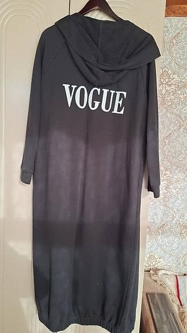 вязанный свитер: Длинная худи-накидка с капюшоном - Цвет: тёмно‑серый - Длина — 2