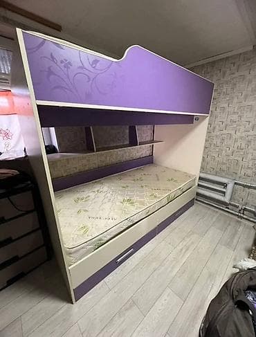 буки: Двухъярусная детская кровать, ЛДСП, цвет - Фиолетовый — 1