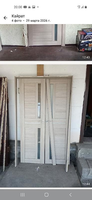 угловой письменный стол: Межкомнатная распашная дверь с остеклением (комплект). - Тип — 1