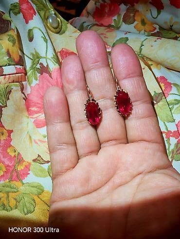 Серьги, Проба 585, Рубин, Женские, Винтажный стиль, Б/у