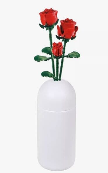 баллон гелия для шаров: Лего букет цветов с вазой (Розы, Пионы) отличный подарок для — 6