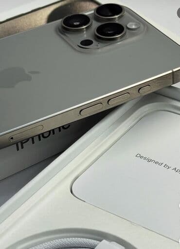 компь: IPhone 15 Pro Max, Колдонулган, 256 ГБ, Natural Titanium, Заряддоочу түзүлүш, Куту, 90 % — 4