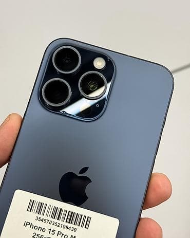 iphone 12 pro ош: IPhone 15 Pro Max, Б/у, 256 ГБ, Blue Titanium, Защитное стекло, Чехол, В рассрочку, 90 % — 3