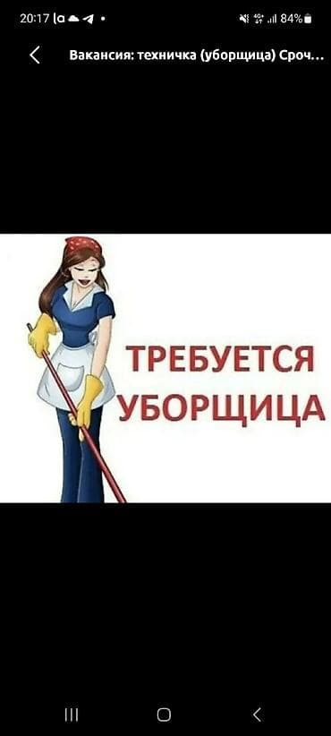 Домашний персонал и уборка: Требуется Уборщик, Оплата: Ежедневно — 1
