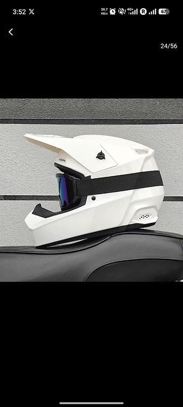 ninja h2: Белый мотошлем (кросс / эндуро), размер M (56–57). DOT сертификация — 2
