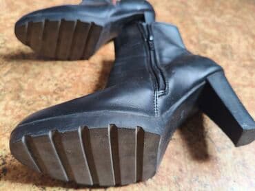 купить сапоги женские зимние кожаные италия: Элегантные женские ботильоны черного цвета с высоким устойчивым — 4