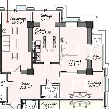 жк gravity: 3 комнаты, 118 м², Элитка, 12 этаж, Готовая ПСО (под самоотделку) — 8