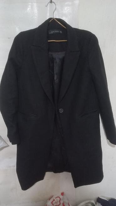 женское пальто размер м: Женское пальто-пиджак Zara Woman - Цвет: черный - Крой: прямой, длина — 1