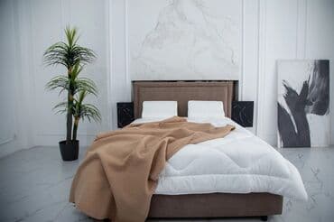 высокая двуспальная кровать: Двуспальная кровать с мягким изголовьем Монако. Основание кровати — 1