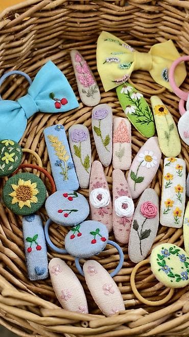 нурсачи nursace: Заколочки, резинки,бантики ручной работы,основа 💯 лён,хлопок - — 9