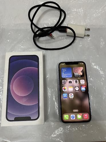 iphone cable: IPhone 12, Б/у, 128 ГБ, Зарядное устройство, Защитное стекло, Чехол, 78 % — 1