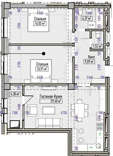 улан кв: 3 комнаты, 82 м², Элитка, 12 этаж — 4