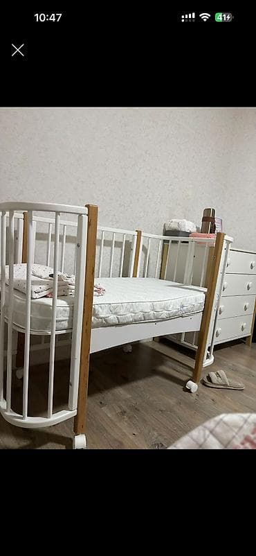 Детская приставная кроватка 2в1 Можно уменьшить в круглую поменьше В