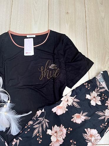 Костюмы: Брючный костюм, Прямые, Футболка, Турция, Вискоза, Лето — 3