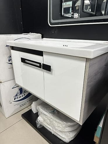 Тумба для ванны, С раковиной, Другой материал, цвет - Белый