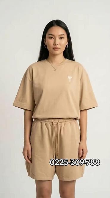 платья комбинация: Костюм с шортами, Футболка, Корея, Хлопок — 4