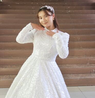 свадебное платье в стиле прованс: Свадебное платье, Со шлейфом, Атлас, Пышное, Кружево, Б/у — 33