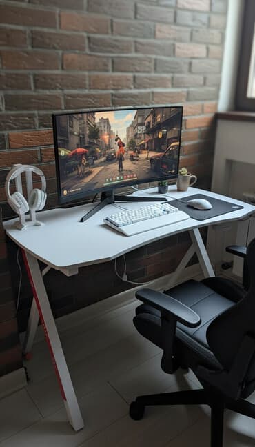 большой угловой компьютерный стол: Игровой/компьютерный стол, белый - Эргономичная столешница с — 3