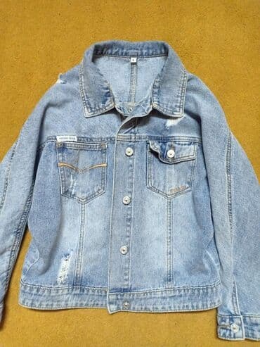 куртка рубашка: Рубашка, цвет - Голубой, Б/у — 1