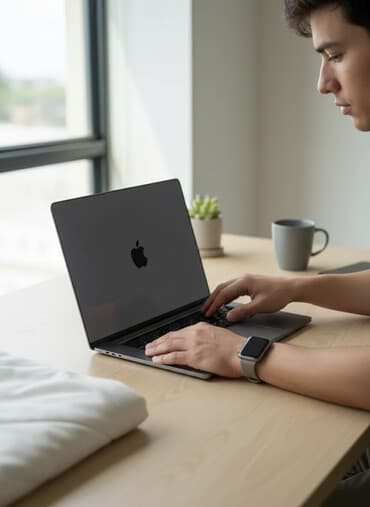 apple macbook: Ноутбук, Apple, 8 ГБ ОЭТ, Apple M3, 14 ", Жумуш, окуу үчүн, эс тутум NVMe SSD — 1