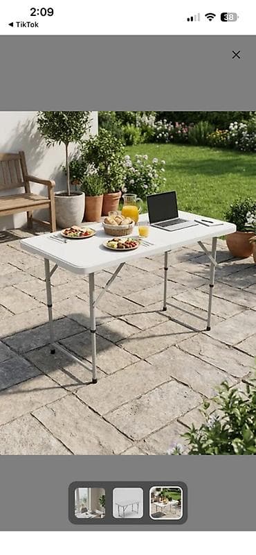 пластмасовые столы: Складной походный стол, Пластик, цвет - Белый — 3