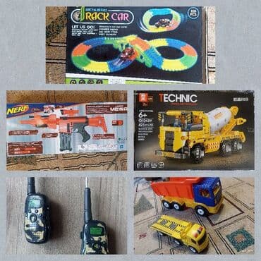 Игрушки Трассса цветная +1 машинка цена 400 сом Автомат НЁРФ на