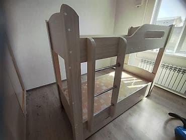 third edition solution: Двухъярусная детская кровать, Б/у, ЛДСП, цвет - Бежевый — 2