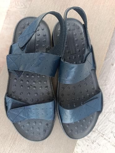 шлепки черные: Мужские сандалии, размер 42. - Цвет: темно‑синий (верх), черная — 2