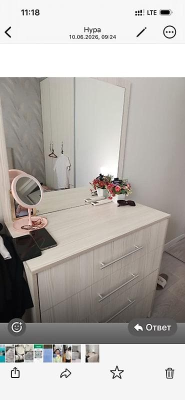 Туалетный столик, С зеркалом, ЛДСП at lalafo.kg Туалетный столик, С зеркалом, ЛДСП