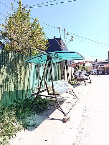 качели деревянные: Садовые качели Металл, Со спинкой, С крышей — 3