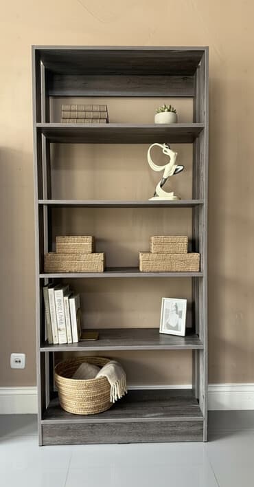 Высокий открытый стеллаж с 5 полками - Материал: ЛДСП под серый