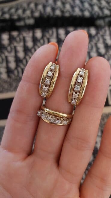 золотые серьги бу: Бриллиантовый комплект дорожка. Желтое 💛 золото. Россия 585 пробы — 3