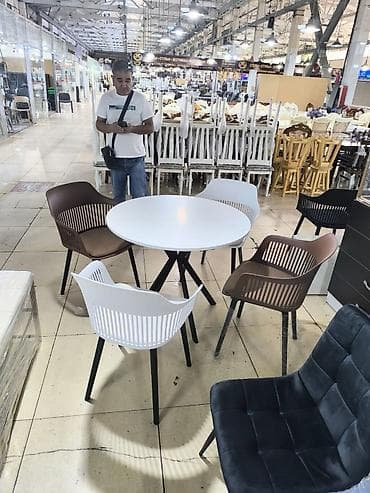 стол и стулья для зала фото: Кухонный стол и стул, цвет - Белый — 1