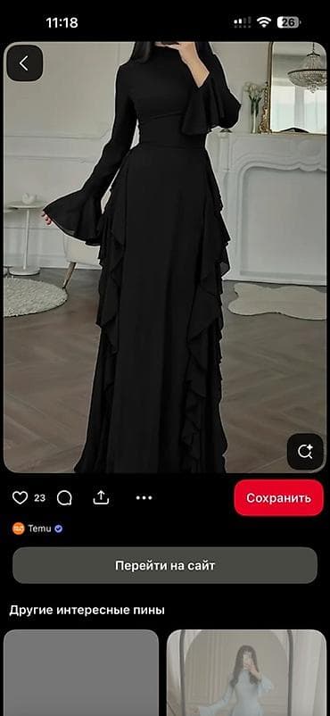 Элегантное черное платье в пол в стиле modest. - Силуэт: приталенный — 1