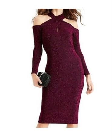 бордовое трикотажное платье: Платье от Rachel Roy (оригинал из США!), размер М,платье — 2