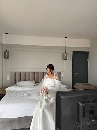 узкие свадебные платья: Свадебное платье в минималистичном стиле - Цвет: чистый белый - — 3