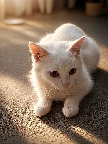 кошка с разными глазами: Персидская, 2 месяца, Девочка, Белый, Приучена к лотку — 1