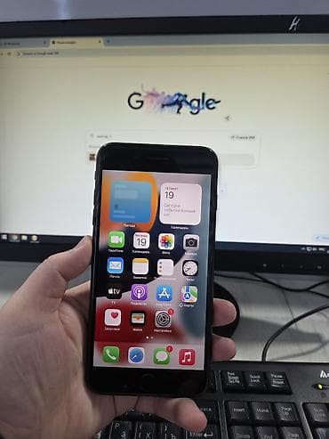 IPhone 7 Plus, Б/у, 128 ГБ, Черный, Чехол, 65 %